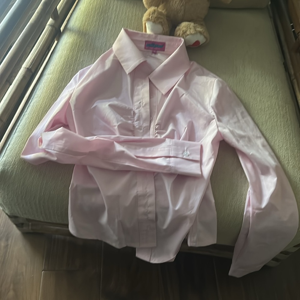 BNWOT Edikted Pink Button Down Shirt with Ruching